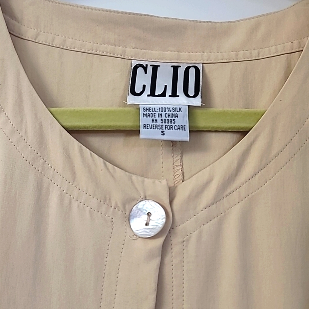 Vintage CLIO Creamy Yellow 100% Silk Blouse, Size Small. - Picture 3 of 5